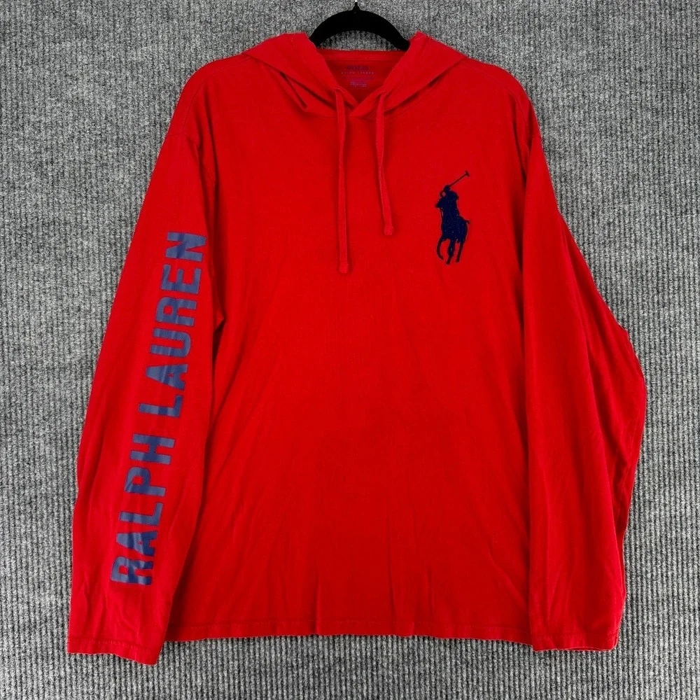 Polo Ralph Lauren 1967 big pony hoodie lightweight mens XXL red USA shirt jacket